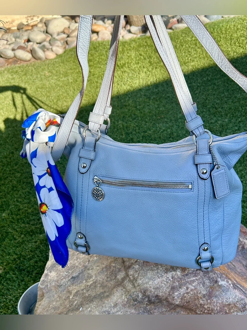 Coach Alexandra Convertible Shoulder Hobo Satchel Bag Large Periwinkle